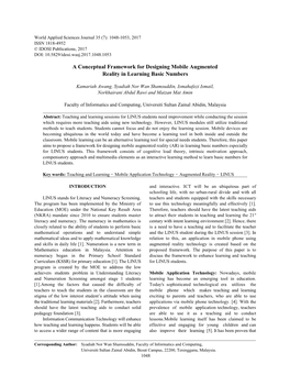 A Conceptual Framework for Designing Mobile Augmented Reality in Learning Basic Numbers