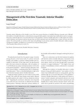 Management of the First-Time Traumatic Anterior Shoulder Dislocation