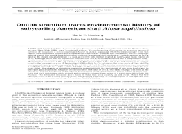 Otolith Strontium Traces Environmental History of Subyearling American Shad Alosa Sapidissima