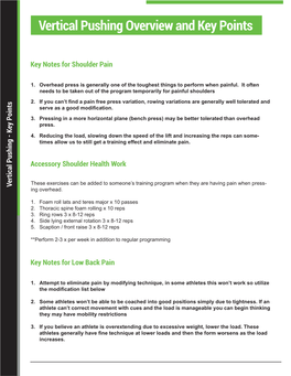 Vertical Pushing Overview and Key Points