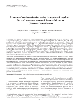 Dynamics of Ovarian Maturation During the Reproductive Cycle of Metynnis Maculatus, a Reservoir Invasive Fish Species (Teleostei: Characiformes)