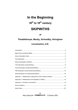 In the Beginning SKIPWITHS