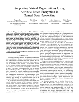 Supporting Virtual Organizations Using Attribute-Based Encryption in Named Data Networking