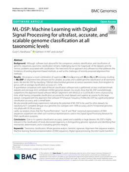 ML-DSP: Machine Learning with Digital Signal Processing for Ultrafast, Accurate, and Scalable Genome Classification at All Taxonomic Levels Gurjit S