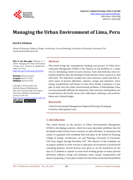 Managing the Urban Environment of Lima, Peru