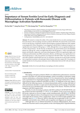 Importance of Serum Ferritin Level for Early Diagnosis and Differentiation in Patients with Kawasaki Disease with Macrophage Activation Syndrome