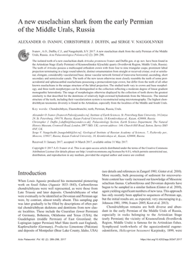 A New Euselachian Shark from the Early Permian of the Middle Urals, Russia