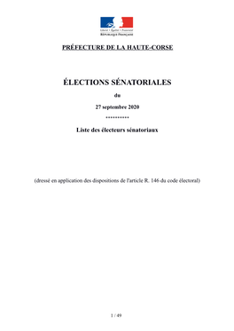 Liste Des Électeurs Sénatoriaux En Haute-Corse