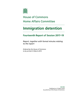 Report on Immigration Detention