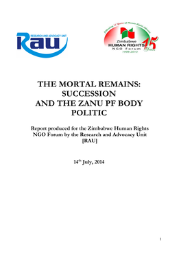 The Mortal Remains: Succession and the Zanu Pf Body Politic