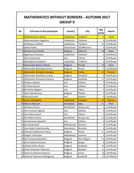 Mathematics Without Borders - Autumn 2017 Group 9