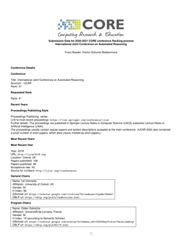 Submission Data for 2020-2021 CORE Conference Ranking Process International Joint Conference on Automated Reasoning