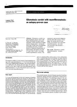 Gliomatosis Cerebri with Neurofibromatosis: an Autopsy-Proven Case