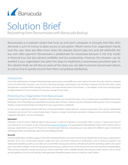 Solution Brief Recovering from Ransomware with Barracuda Backup