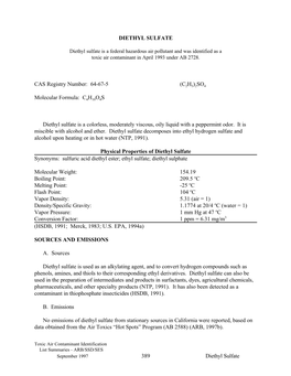 Background Material:1997-11-12 Diethyl Sulfate As a Federal