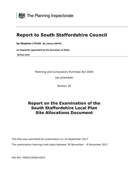 Report to South Staffordshire Council