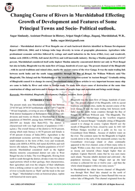 Changing Course of Rivers in Murshidabad Effecting Growth of Development and Features of Some Principal Towns and Socio- Political Outlook