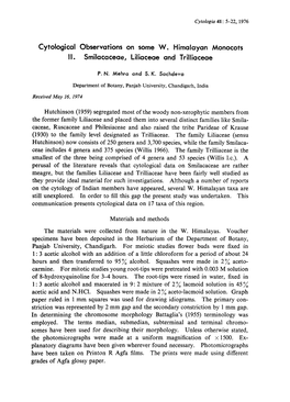 Cytological Observations on Some W. Himalayan Monocots Ll