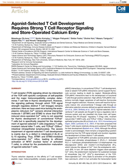 Agonist-Selected T Cell Development Requires Strong T Cell Receptor Signaling and Store-Operated Calcium Entry