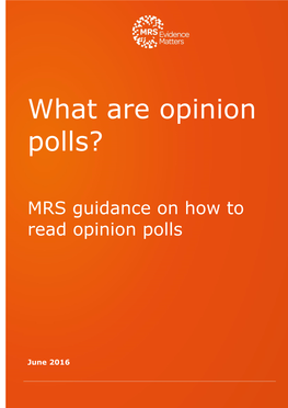 MRS Guidance on How to Read Opinion Polls