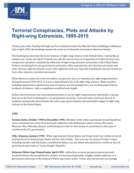 Terrorist Conspiracies, Plots and Attacks by Right-Wing Extremists, 1995-2015
