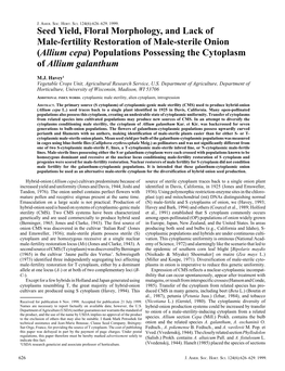 Allium Cepa) Populations Possessing the Cytoplasm of Allium Galanthum