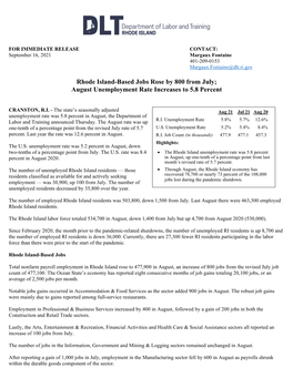 July Unemployment Rate Decreases to 5.8 Percent