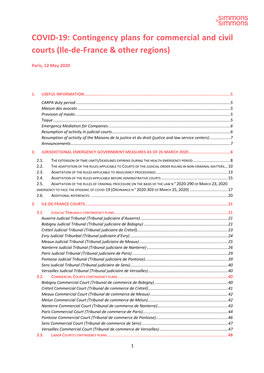 Contingency Plans for Commercial and Civil Courts (Ile-De-France & Other Regions)