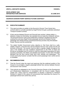 Gourock -Dunoon Ferry Service Future Contract