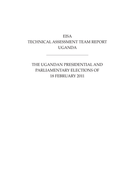 EISA Technical ASSESSMENT TEAM REPORT UGANDA The
