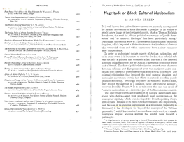 Negritude Or Black Cultural Nationalism