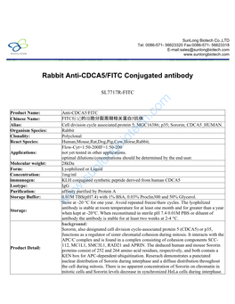 Rabbit Anti-CDCA5/FITC Conjugated Antibody