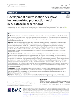 Development and Validation of a Novel Immune-Related Prognostic Model