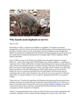 Why Lizards Need Elephants to Survive