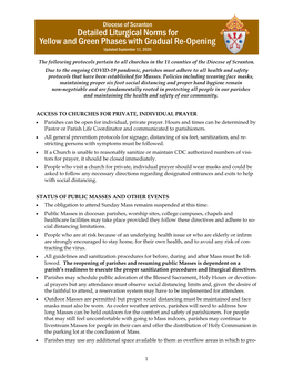 Detailed Liturgical Norms for Yellow and Green Phases with Gradual Re-Opening