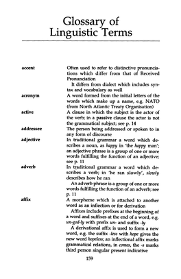 Glossary of Linguistic Terms