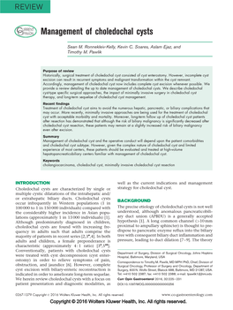 Management of Choledochal Cysts