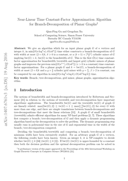Near-Linear Time Constant-Factor Approximation Algorithm for Branch-Decomposition of Planar Graphs