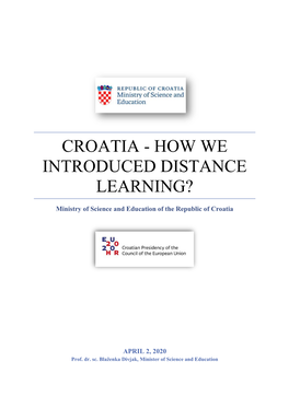 Croatia - How We Introduced Distance Learning?