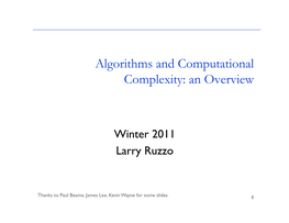 Algorithms and Computational Complexity: an Overview
