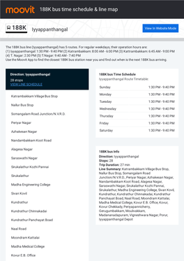 188K Bus Time Schedule & Line Route