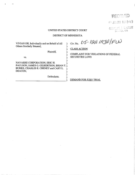 Vivian Oh, Et Al. V. Navarre Corp, Et Al. 05-Cv-1211-Class Action Complaint