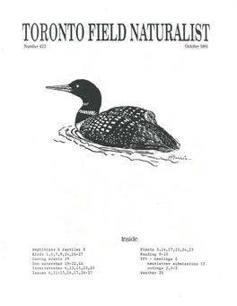 Toronto Field Naturalists 20 College St., Unit 4 Toronto, Ont