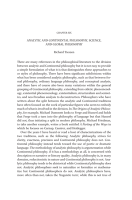 Analytic and Continental Philosophy, Science, and Global Philosophy
