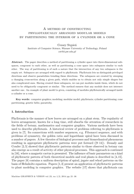 A Method of Constructing Phyllotaxically Arranged Modular Models by Partitioning the Interior of a Cylinder Or a Cone