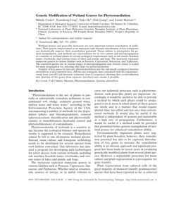 Genetic Modification of Wetland Grasses for Phytoremediation