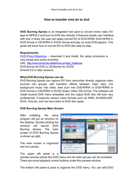 How to Transfer Mini Dv to Dvd.Pdf
