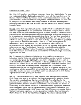 1 Egypt Nov 18 to Dec 7 2019 Nov 18 to 19 a Long Flight from Chicago To