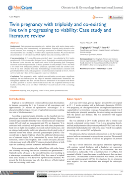 Twin Pregnancy with Triploidy and Co-Existing Live Twin Progressing to Viability: Case Study and Literature Review