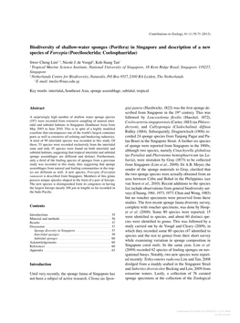 Porifera) in Singapore and Description of a New Species of Forcepia (Poecilosclerida: Coelosphaeridae)